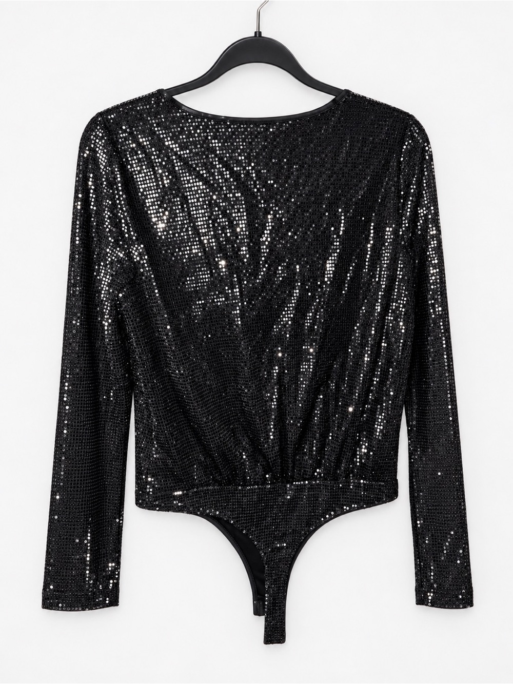 GUESS Women’s Black Sequin Long Sleeve Bodysuit Size S Party Going Out Top